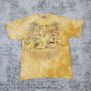Vintage Liquid Blue Lion Shirt Mens Large Yellow Tie Dye Pride Cubs Sahara 2000